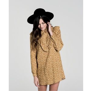Rylee + Cru long sleeve dress with ruffles size S
